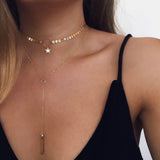 Fashion Necklace Multilayer Gold Silver Womens