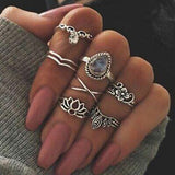Set leaf Heart Crown Rings