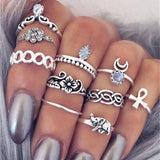 Set leaf Heart Crown Rings