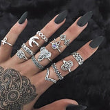 Set leaf Heart Crown Rings
