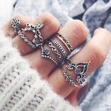 Set leaf Heart Crown Rings