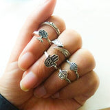 Set leaf Heart Crown Rings
