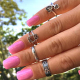 Set leaf Heart Crown Rings