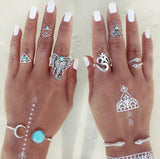 Set leaf Heart Crown Rings