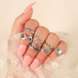 Set leaf Heart Crown Rings