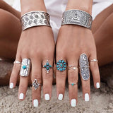 Set leaf Heart Crown Rings