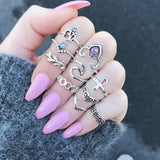 Set leaf Heart Crown Rings