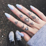 Set leaf Heart Crown Rings