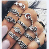 Set leaf Heart Crown Rings