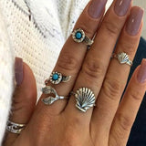 Set leaf Heart Crown Rings