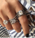 Set leaf Heart Crown Rings