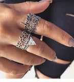 Set leaf Heart Crown Rings