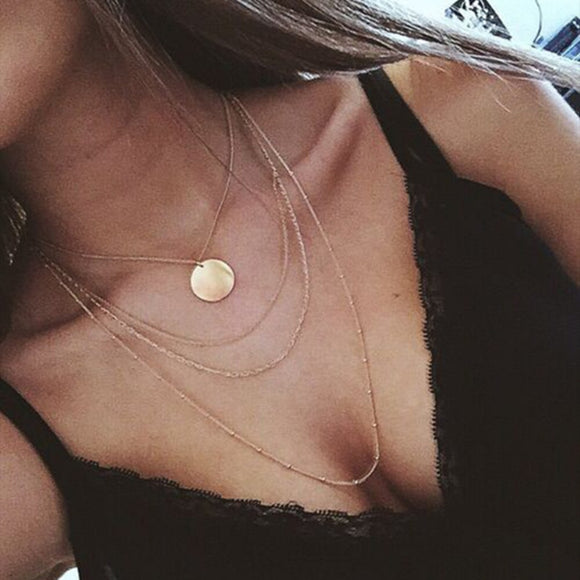 New fashion trendy jewelry copper choker multi layer necklace gift