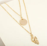 Necklace Gold Color 3 Layers Round Metal&Conch Pendant Choker