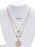 Bohomian Multilayer Necklace Women Round Coin&Half Moon Pendant Necklace