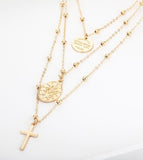 rCross Virgin Mary Pendant Beads Chain Christian Neckalce Goddess