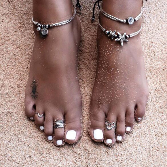 Bohemian Anklets For Women Summer Beach Jewelry Trendy Starfish Double Layer