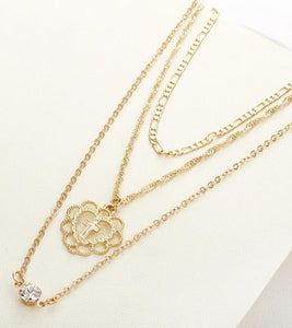 Trendy Jewelry Women Multilayer Necklace Heart Shaped Cross Pandent Gold Color