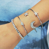 Gold Sliver Star Moon Heart Open Cuff Bracelets