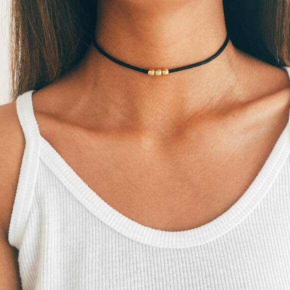 Fashion Chokers Necklaces For Women Black Velvet Gold Color
