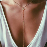 Bohemian fashion beach Gold Filled Necklace, Y Layering Necklace, CZ charm