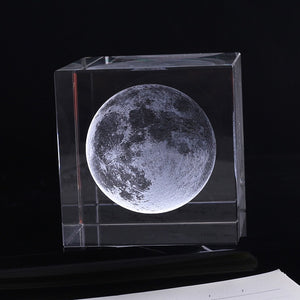 3D Laser Engraved Moon Crystal Cube K9 Crystal Craft Sphere Home Decor Ornament Globe Birthday Gift Decoration Accessories