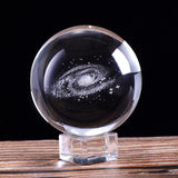 60mm/80mm 3D Laser Engraved Galaxy Crystal Ball Miniature Model Crystal Craft Sphere Ornament Globe Glass Home Decor Gift