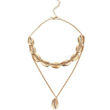 KISSWIFE Multilayer Shell Trendy Necklace for Women Gold Color Long Chain