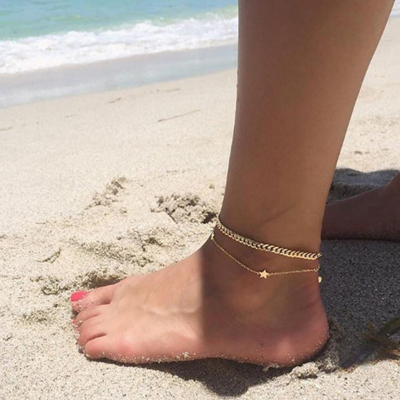 Star Pendant Anklet Foot Chain Gold/Silver Color Geometric Anklets