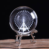 60mm Crystal Ferris Wheel Ball 3D Laser Engraved Miniature Model Sphere Glass Craft Globe Home Decoration Ornament Gift