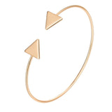Fashion Punk Gold Chain Moon Leaf Crystal Geometry Open Bracelet