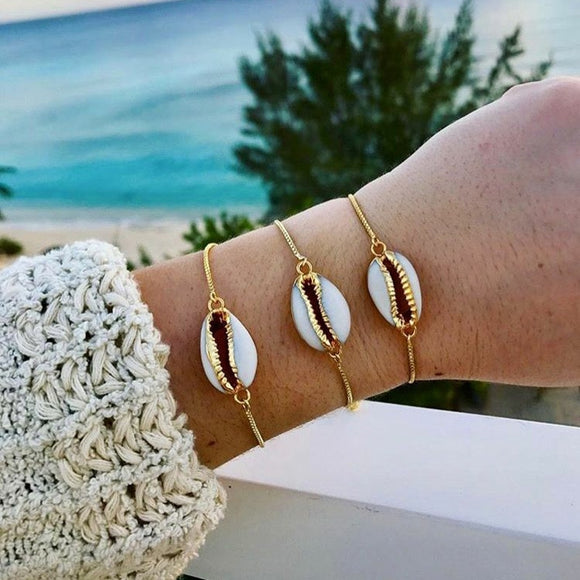Gold Chain Sea Shell Charm Bracelets