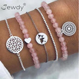 Multilayer Bohemian Handmade Pink Crystal Beads Bracelets