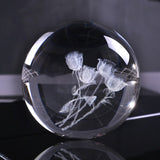 60mm 3D Laser Engraved A Bunch of Roses Sphere K9 Crystal Glass Ball for Birthday Gift Souvenir Home Decor Ornament for Lovers