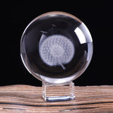 60mm/80mm Crystal Miniature Dandelion Ball 3D Laser Engraved Glass Craft Sphere Home Decoration Ornament Birthday Gift Feng Shui