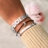 Black Wax Rope Moon Charm Bracelets