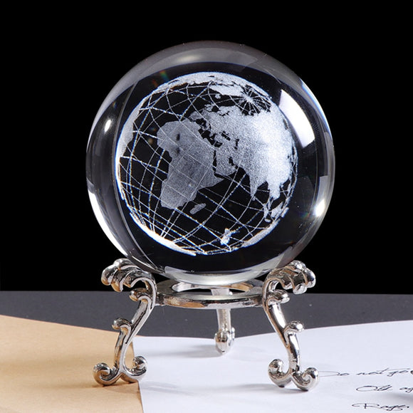 60mm 3D Crystal  Earth Ball Miniature Model Globe Laser Engraved Crystal Craft Sphere Home Decoration  Accessories Gift Ornament