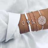 Multilayer Bohemian Handmade Pink Crystal Beads Bracelets