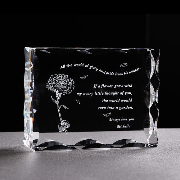 Customized Gift for Mom Glass Crystal Letter Frame Laser Engrave Present for Father Mother Personalized Souvenir Gift Birthday
