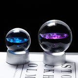 Crystal Planet Ball 3D Solar System Model Glass Globe with LED Base Home Decoration Accessories Astronomy Ornament Sphere