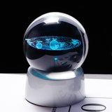 Crystal Planet Ball 3D Solar System Model Glass Globe with LED Base Home Decoration Accessories Astronomy Ornament Sphere