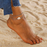 Bohemia Double Layer Shell Anklets Foot Bangles