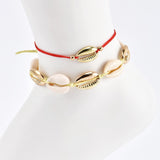 Handmade beach shell multi-layer women's anklet