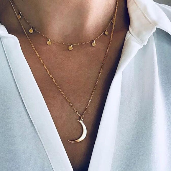 Multilayer Moon Horn Necklaces & Pendants