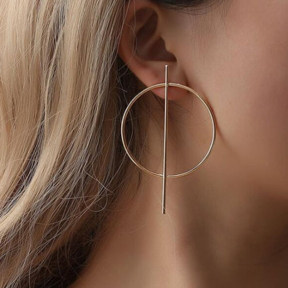 New Simple Fashion Gold Color Silver Plated Geometric Big Round Earrings