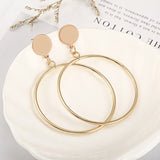 New Simple Fashion Gold Color Silver Plated Geometric Big Round Earrings