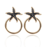 Blue Pink Black Big Starfish Shell Drop Earring