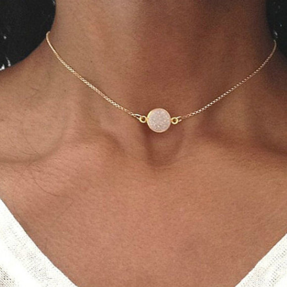 New Super Simple Choker Round Pendent Necklace Fashion