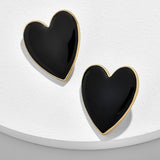 Black White Pink Yellow Heart Stud Earrings