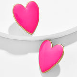 Black White Pink Yellow Heart Stud Earrings
